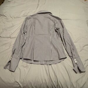 Calvin Klein Black and White Striped Button Down Dress Shirt